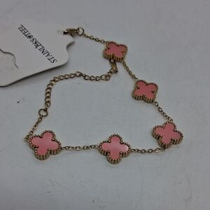 NWT Pink & Gold Clover Designer Bracelet